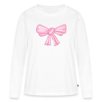 symbole de ruban rose mouche - T-shirt manches longues Premium bio Femme - blanc - Devant - Julia (174cm)