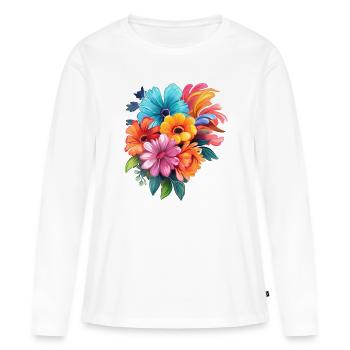 Belles fleurs - T-shirt manches longues Premium bio Femme - blanc - Devant - Julia (174cm)