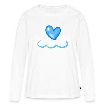 Coeur Bleu Symbole Forme Amour - T-shirt manches longues Premium bio Femme - blanc - Devant - Julia (174cm)