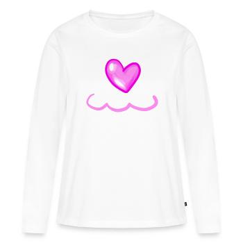 Coeur Rose Symbole Forme Amour - T-shirt manches longues Premium bio Femme - blanc - Devant - Julia (174cm)