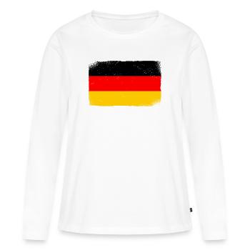 Deutschland Flagge Deutsche Fahne Used Look Heimat - Frauen Premium Bio Langarmshirt - Weiß - Vorne - Julia (174cm)