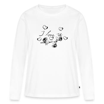 Je t’aime cœur coeur - T-shirt manches longues Premium bio Femme - blanc - Devant - Julia (174cm)