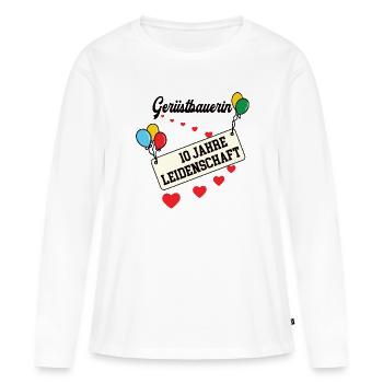 Gerüstbauerin 10 jähriges Jubiläum Gerüstbau Jubi - Frauen Premium Bio Langarmshirt - Weiß - Vorne - Julia (174cm)
