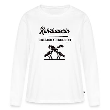 Rohrbauerin Ausbildung Bestanden Azubi Straßenbau - Frauen Premium Bio Langarmshirt - Weiß - Vorne - Julia (174cm)