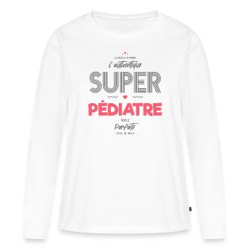 L authentique super pédiatre - T-shirt manches longues Premium bio Femme - blanc - Devant - Julia (174cm)