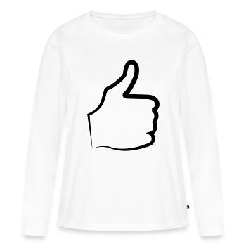 Pouce levé - T-shirt manches longues Premium bio Femme - blanc - Devant - Julia (174cm)