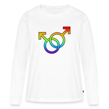 CSD: Égalité et tolérance - T-shirt manches longues Premium bio Femme - blanc - Devant - Julia (174cm)