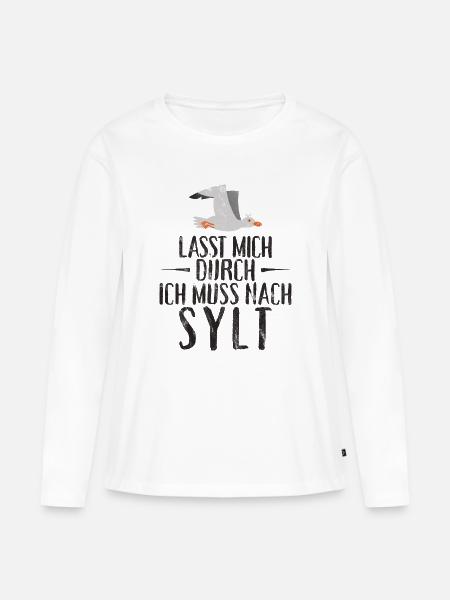 Lasst mich durch ich muss nach Sylt Möwe - Frauen Premium Bio Langarmshirt - Weiß