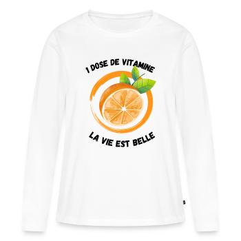 une dose de vitamine pour l' hiver - T-shirt manches longues Premium bio Femme - blanc - Devant - Julia (174cm)