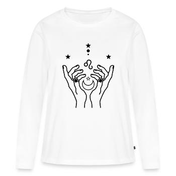 Explosion de géométrie monochrome - T-shirt manches longues Premium bio Femme - blanc - Devant - Julia (174cm)
