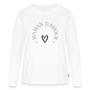 maman d'amour - T-shirt manches longues Premium bio Femme - blanc - Devant - Julia (174cm)