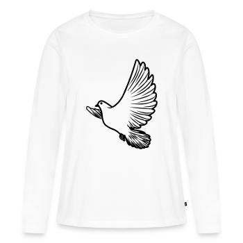 Colombe de la paix transparente - T-shirt manches longues Premium bio Femme - blanc - Devant - Julia (174cm)