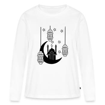 Moschee in Mondlicht und Sternen - Frauen Premium Bio Langarmshirt - Weiß - Vorne - Julia (174cm)