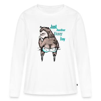 Occupé - T-shirt manches longues Premium bio Femme - blanc - Devant - Julia (174cm)