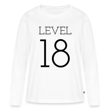 level 18 - Frauen Premium Bio Langarmshirt - Weiß - Vorne - Julia (174cm)