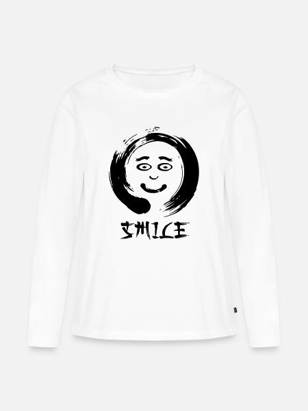 Enzo zen smiley Ensie Smile - Frauen Premium Bio Langarmshirt - Weiß