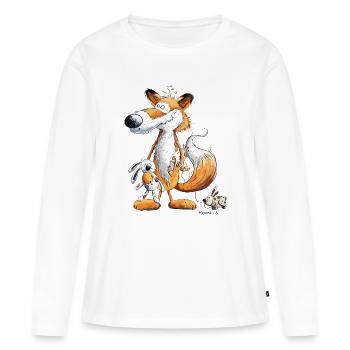 Fox with toy bunny and cuddly toy - Women's Premium Organic Long Sleeve Shirt - white - Front - Julia (174cm)