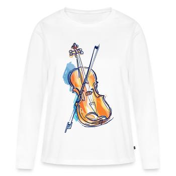 Dessin de violon - T-shirt manches longues Premium bio Femme - blanc - Devant - Julia (174cm)