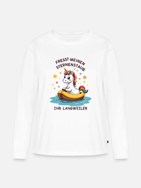 Einhorn Bootsfahrt - Frauen Premium Bio Langarmshirt - Weiß
