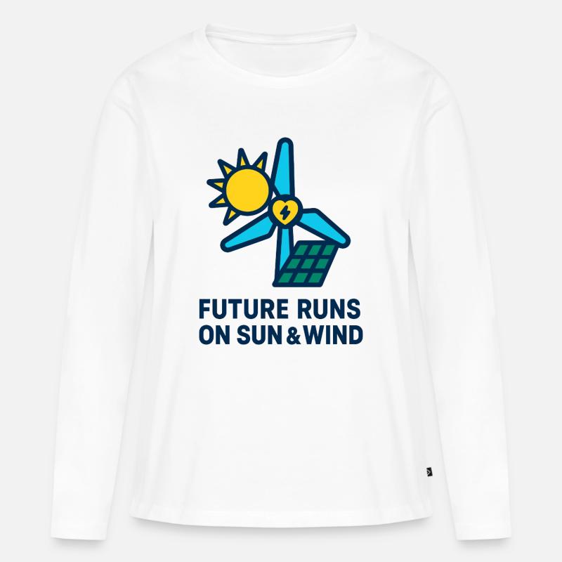 Future Runs on Sun & Wind - Frauen Premium Bio Langarmshirt - Weiß