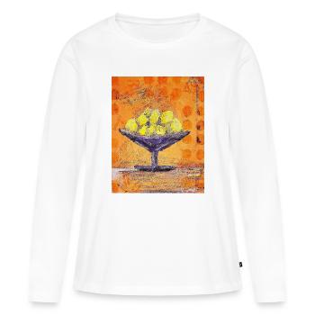 Schale mit Zitronen - Frauen Premium Bio Langarmshirt - Weiß - Vorne - Julia (174cm)