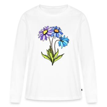 Blumen - T-shirt manches longues Premium bio Femme - blanc - Devant - Julia (174cm)