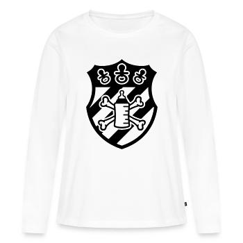 Wappen Schnuller Pirat – Geschenk für Baby & Kind - Frauen Premium Bio Langarmshirt - Weiß - Vorne - Julia (174cm)