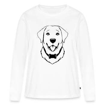 Golden Tertriever Dog T-shirt Testa di cane regalo - Maglia a maniche lunghe ecologica premium da donna - bianco - Fronte - Julia (174cm)