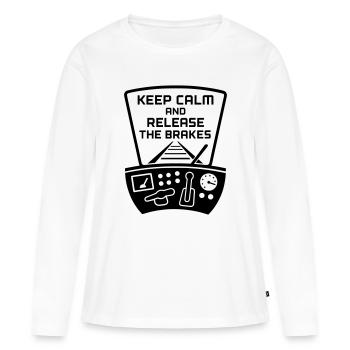 Desserrage des freins conducteur de train - T-shirt manches longues Premium bio Femme - blanc - Devant - Julia (174cm)