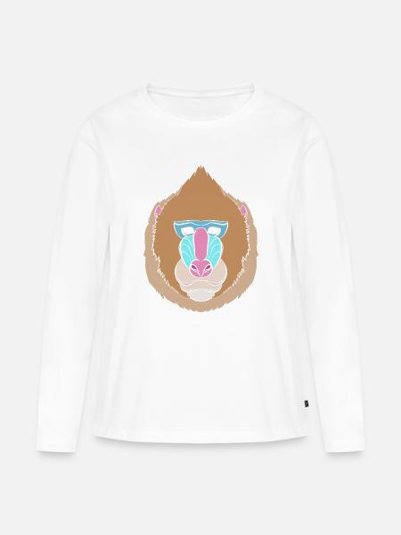 Baboon Pavian Primat Affe Affen - Frauen Premium Bio Langarmshirt - Weiß