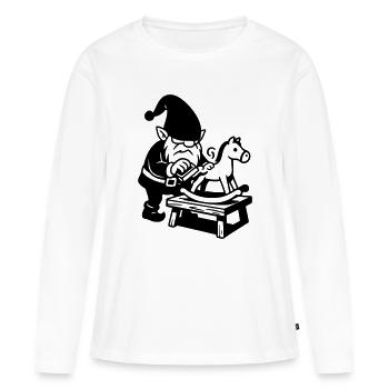 Imp Cheval de Balancement - T-shirt manches longues Premium bio Femme - blanc - Devant - Julia (174cm)