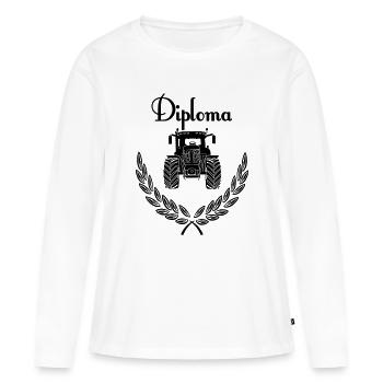 Diploma Tractor - Women's Premium Organic Long Sleeve Shirt - white - Front - Julia (174cm)