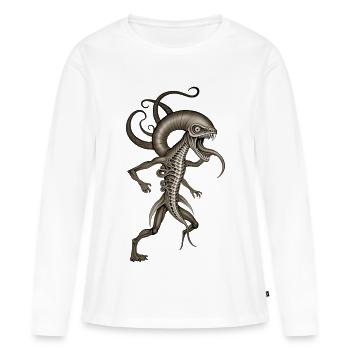 BUG #1 - dark hell - T-shirt manches longues Premium bio Femme - blanc - Devant - Julia (174cm)
