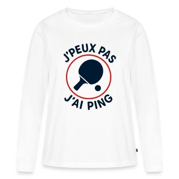 Ich kann nicht, ich ping. - Frauen Premium Bio Langarmshirt - Weiß - Vorne - Julia (174cm)