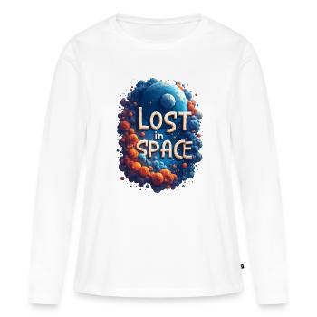 Perdu dans l’espace - T-shirt manches longues Premium bio Femme - blanc - Devant - Julia (174cm)
