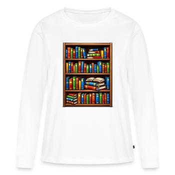 Bibliothèque Illustrato de Bibliothèques - T-shirt manches longues Premium bio Femme - blanc - Devant - Julia (174cm)