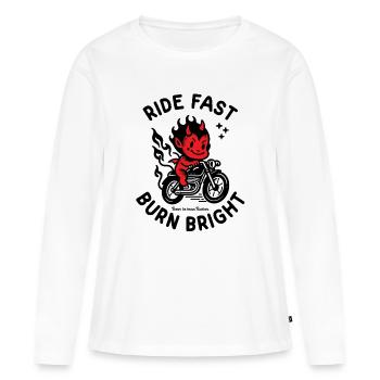 Ride Fast Burn Bright - T-shirt manches longues Premium bio Femme - blanc - Devant - Julia (174cm)