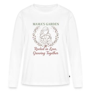 Mama's Garden – Rooted in Love Muttertag Design - Frauen Premium Bio Langarmshirt - Weiß - Vorne - Julia (174cm)