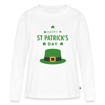 Grüner St. Patrick's Day Hut - Frauen Premium Bio Langarmshirt - Weiß - Vorne - Julia (174cm)