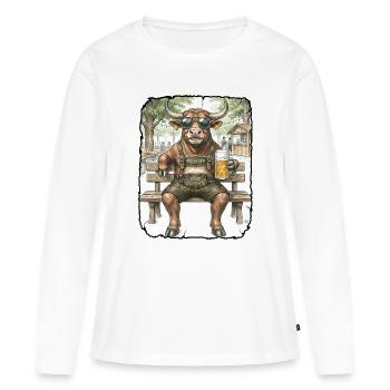 Stier Bulle Biergarten - Frauen Premium Bio Langarmshirt - Weiß - Vorne - Julia (174cm)