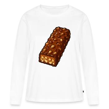 Barre croquante de chocolat aux noix - T-shirt manches longues Premium bio Femme - blanc - Devant - Julia (174cm)