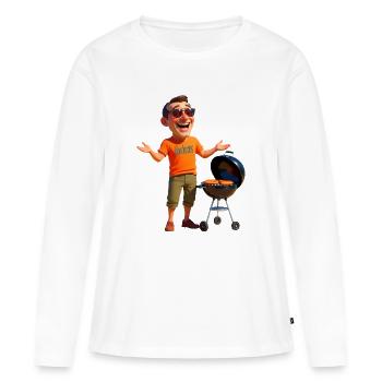 Griller des saucisses - T-shirt manches longues Premium bio Femme - blanc - Devant - Julia (174cm)