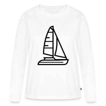 Boot - Frauen Premium Bio Langarmshirt - Weiß - Vorne - Julia (174cm)
