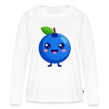 Visage de myrtille de Kawaii - T-shirt manches longues Premium bio Femme - blanc - Devant - Julia (174cm)