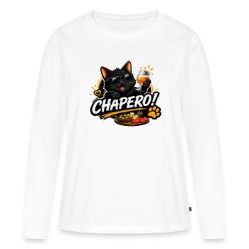 Chat noir Apéro Chic  - T-shirt manches longues Premium bio Femme - blanc - Devant - Julia (174cm)