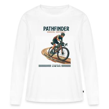 Pathfinder Gravel Odyssey - T-shirt manches longues Premium bio Femme - blanc - Devant - Julia (174cm)