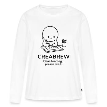 Creabrew – Ideas Loading | Creative Mind Mood - Frauen Premium Bio Langarmshirt - Weiß - Vorne - Julia (174cm)