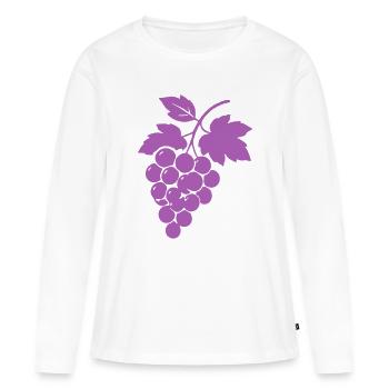 Purpurne Trauben Silhouette - Frauen Premium Bio Langarmshirt - Weiß - Vorne - Julia (174cm)