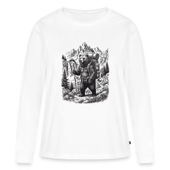 Randonnée - Aventure en plein air - Bear - T-shirt manches longues Premium bio Femme - blanc - Devant - Julia (174cm)