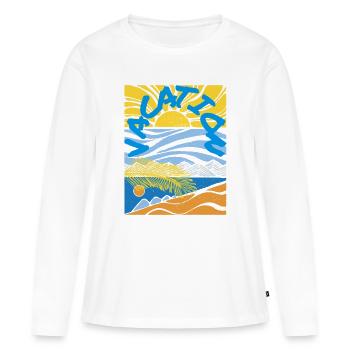 Vacation Sun Sea Sand Vintage Style - T-shirt manches longues Premium bio Femme - blanc - Devant - Julia (174cm)